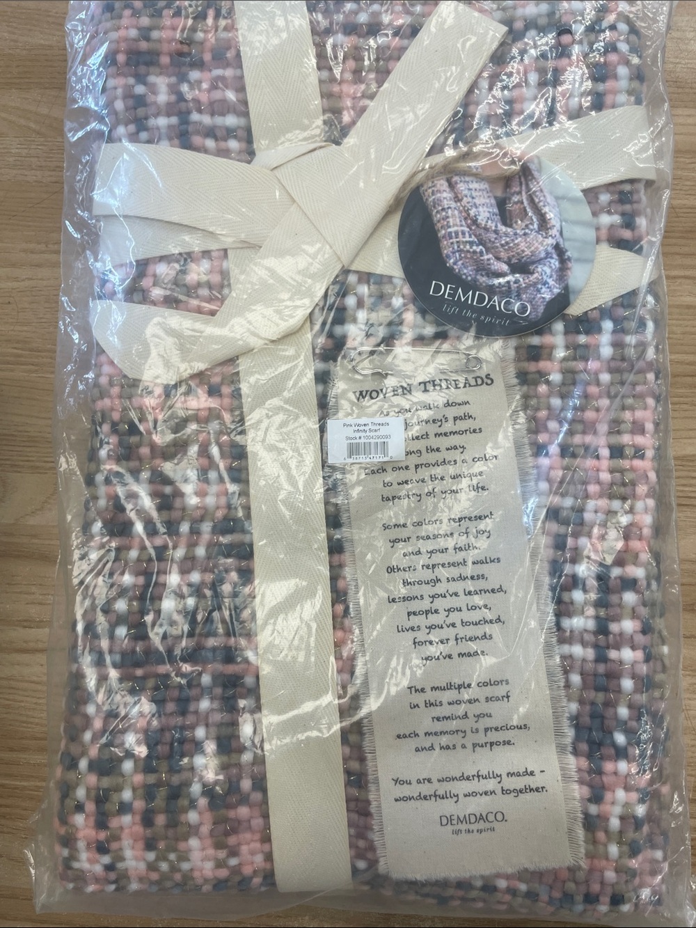 Demdaco Pink, Gray & Cream Woven Thread Throw